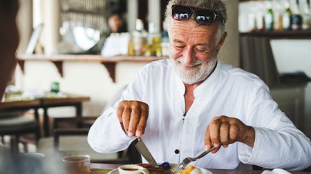 Man eating breakfast