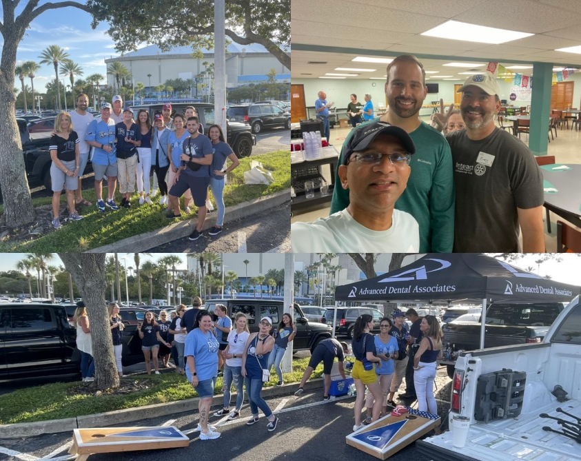 Collage featuring the Advanced Dental Associates of Tampa Palms team volunteering in community