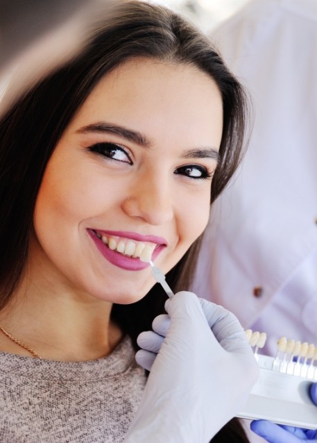 Young woman being fitted for dental veneers in Tampa